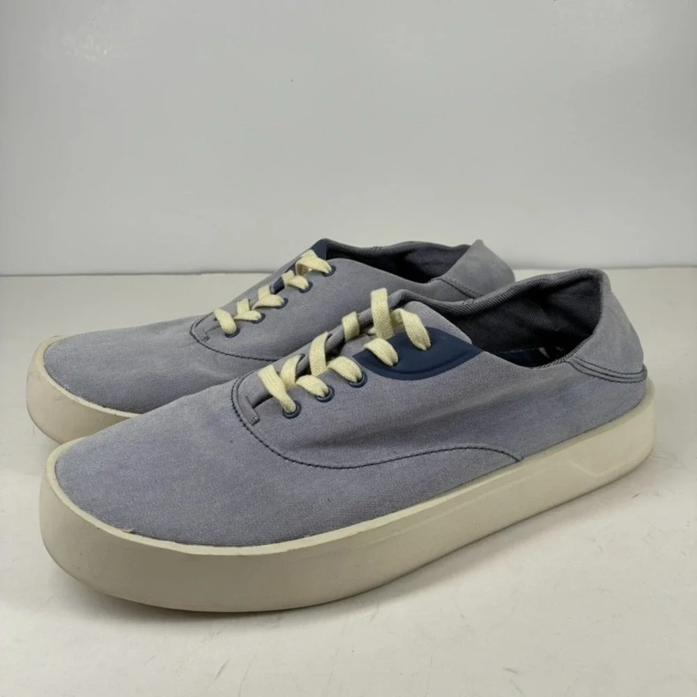 OluKai Tradewind Men's 9 Navy Chambray Linen Casual Everyday Sneakers 10533-5454